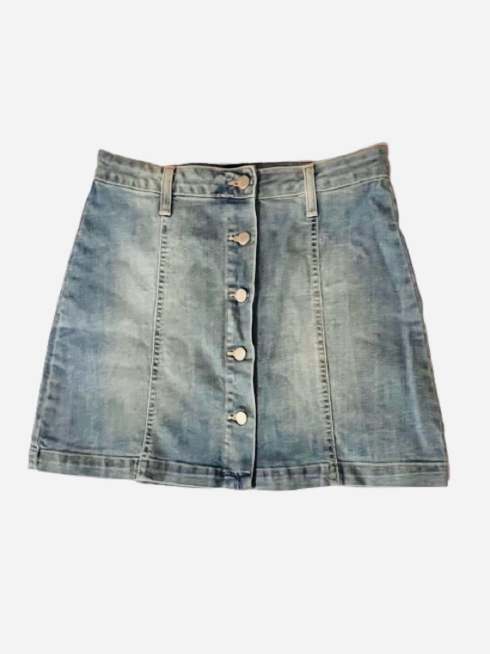 Just Black- Women's Denim Button Front
Mini Skirt. Size: medium